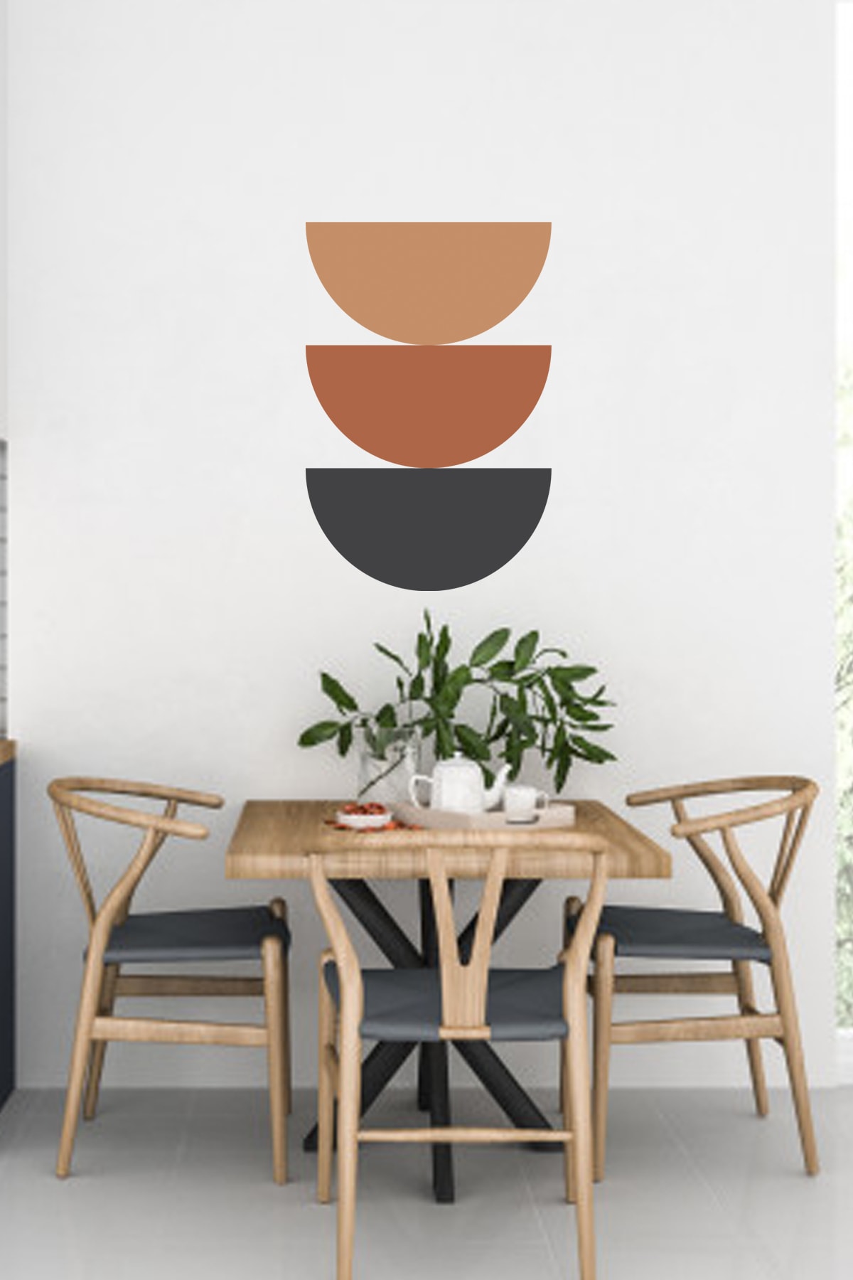 Boho Tarzı Yarım Daireler Duvar Sticker 60x90 Cm