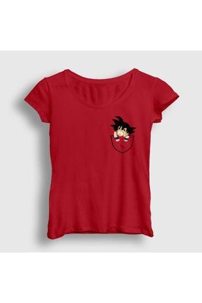 Kadın Kırmızı Pocket Goku Anime Dragon Ball T-shirt 236782tt