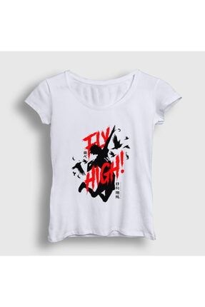 Kadın Beyaz Fly High Voleybol Anime Haikyu T-shirt 237438tt