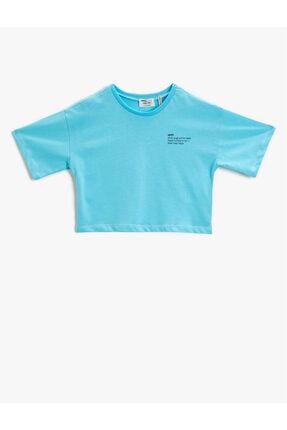 Kız Çocuk Turkuaz Baskılı T-Shirt Pamuklu 1YKG17800AK