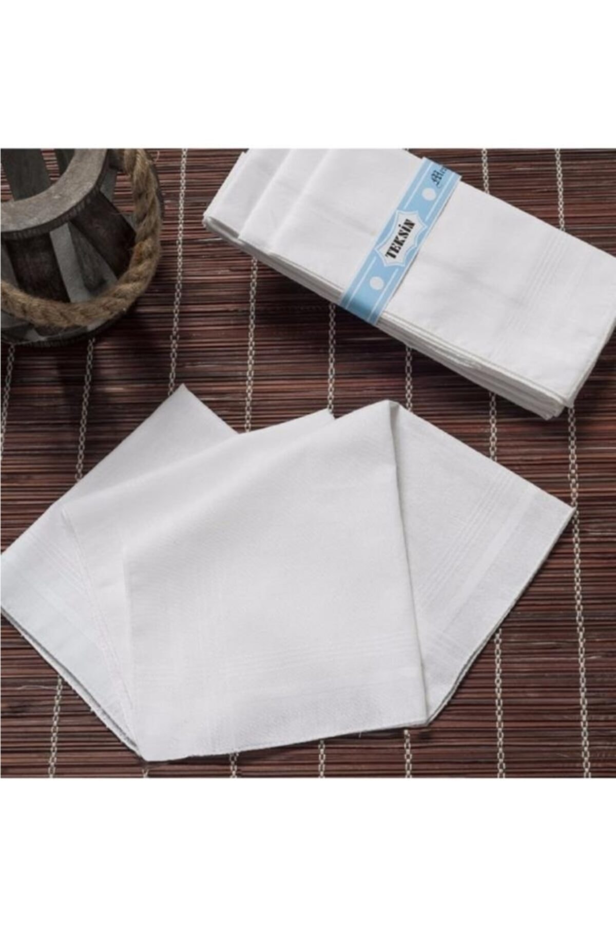 Genel Markalar Teksin El Yüz Cep Mendili Beyaz 12 li Paket 36x36 Cm TM Beyaz