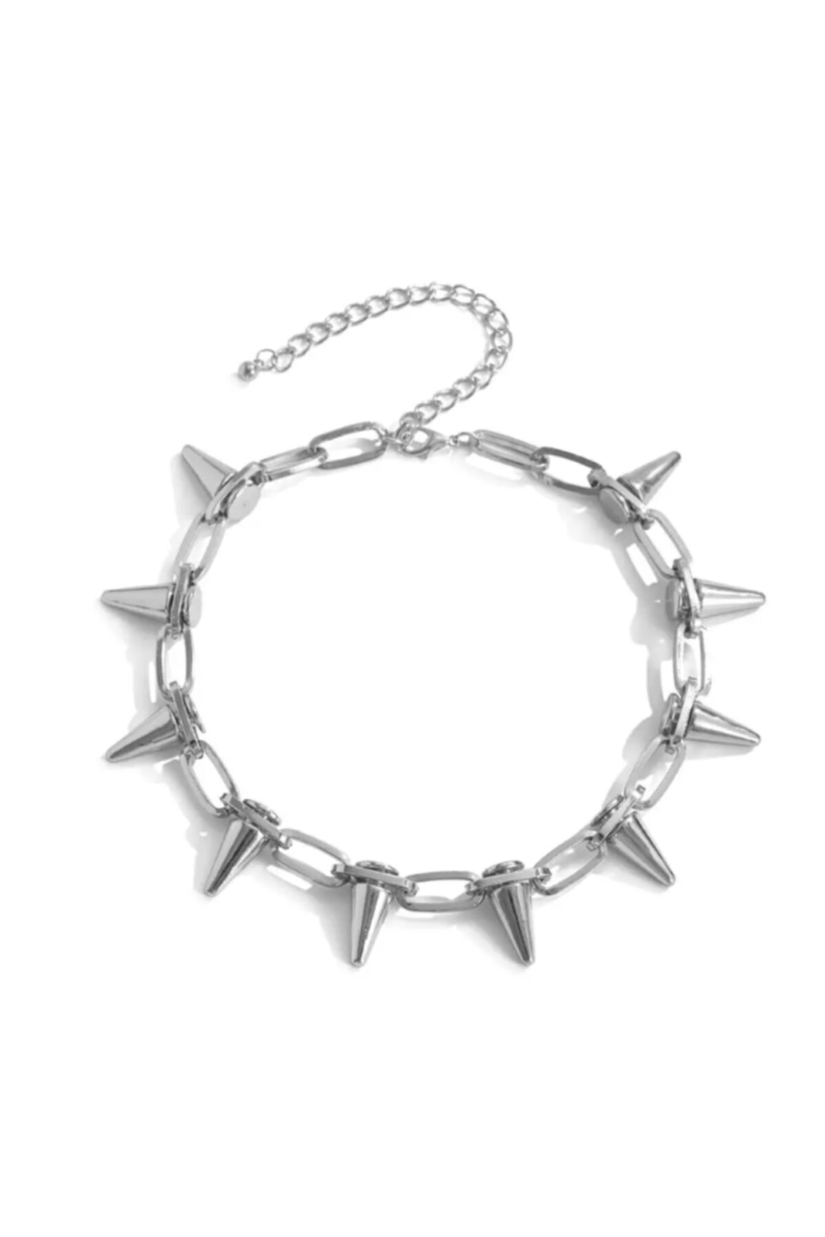 Gothic Punk Perçimli Spike Zincir Kolye 6