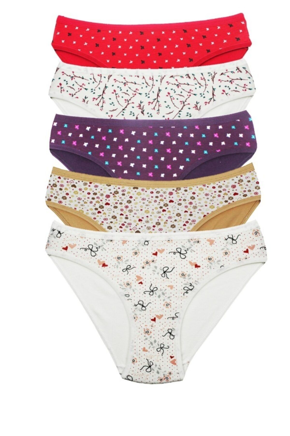 Katmirra-Set of 5 Young Girls Mixed Color Patterned Panties 1