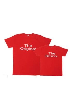 Anne Kız Tişört Kombini The Original The Remix Tasarım Baskılı Pamuklu Kırmızı T-shirt Kombini HMAO100112119
