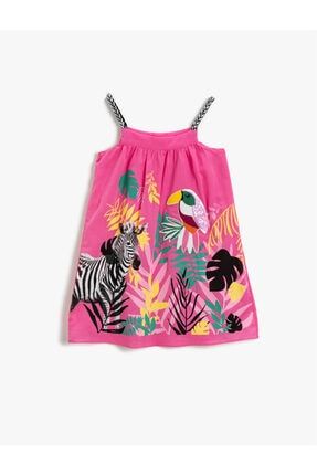 Kız Çocuk Pembe Desenli Elbise Pamuklu 1YKG87705AW