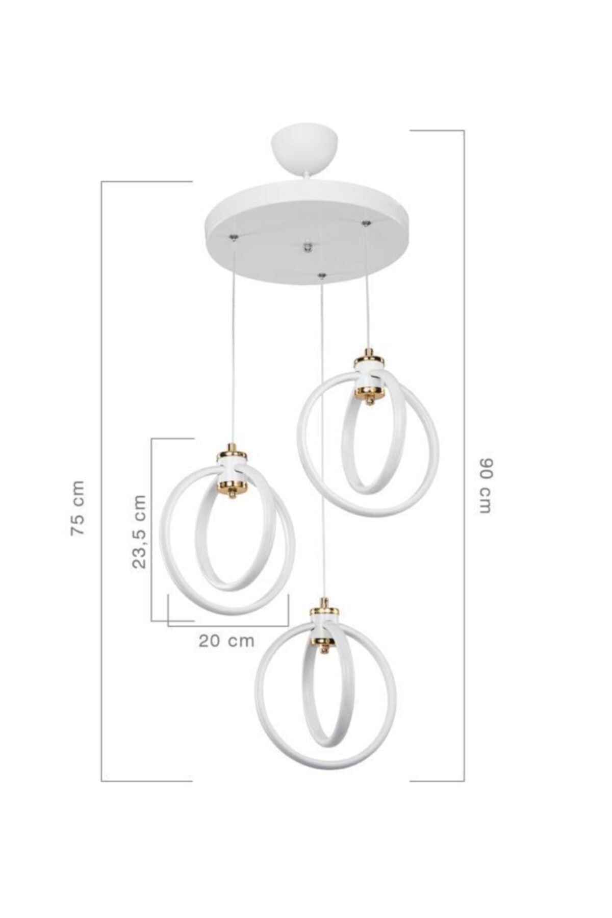 MANO-Loretta Triple White Led Chandelier Set 3