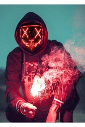 Hallowen Led Işıklı Neon Maske | Cadılar Bayramı Parti Eğlence Maskesi Kırmızı TYC00189793390