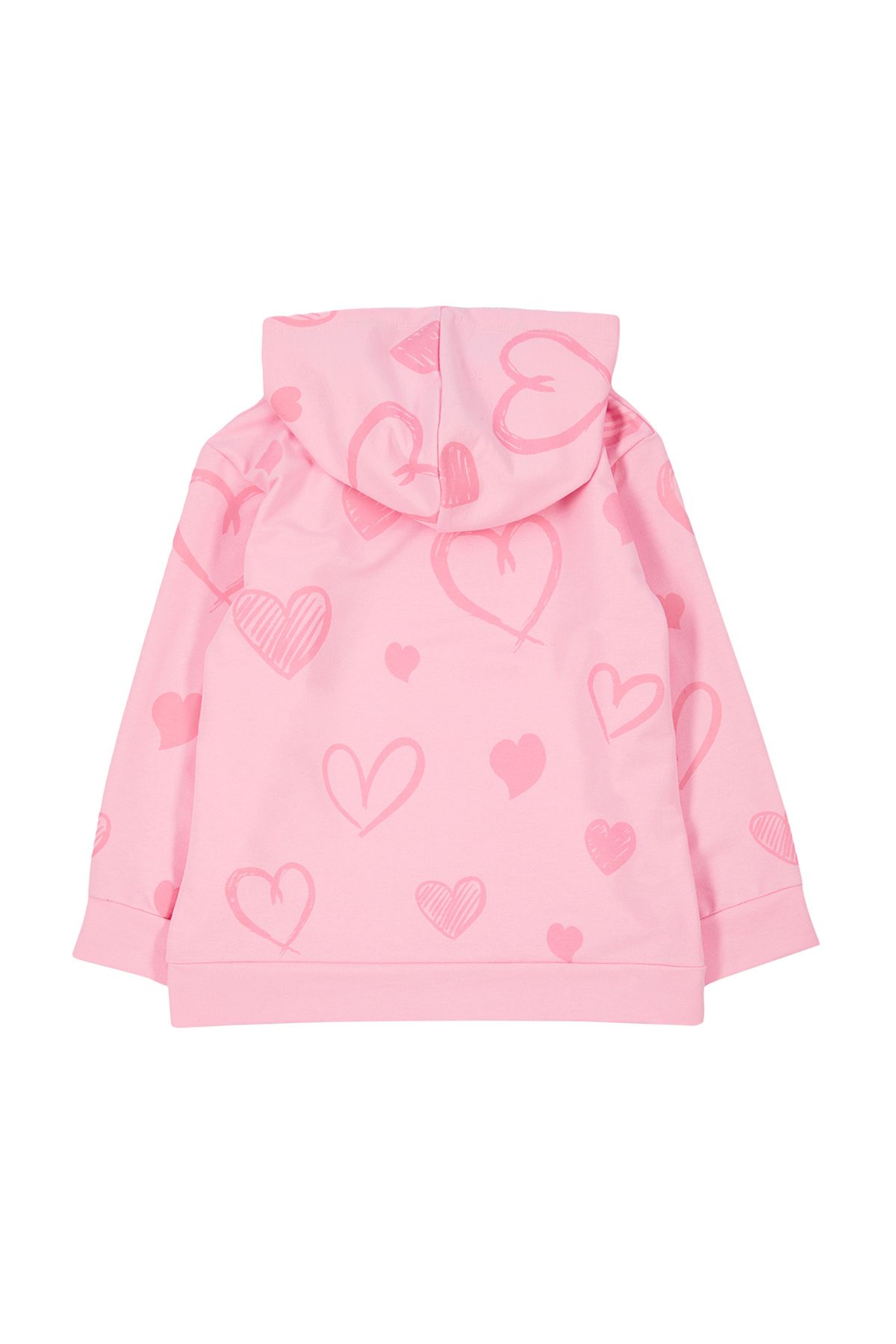 TRENDYOLKIDS-سويت شيرت بغطاء للرأس بنمط قلب وردي رفيع للفتيات - موسمي TKDAW25SW00002 5