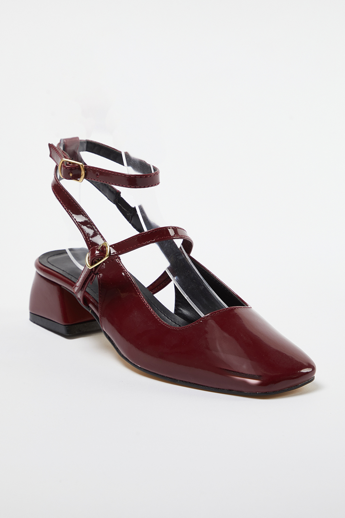 کفش‌هاي پاشنه بلند زنانه با بند مچ پا مري جين بورگوندي و پنجه مربعي  Trendyol Shoes