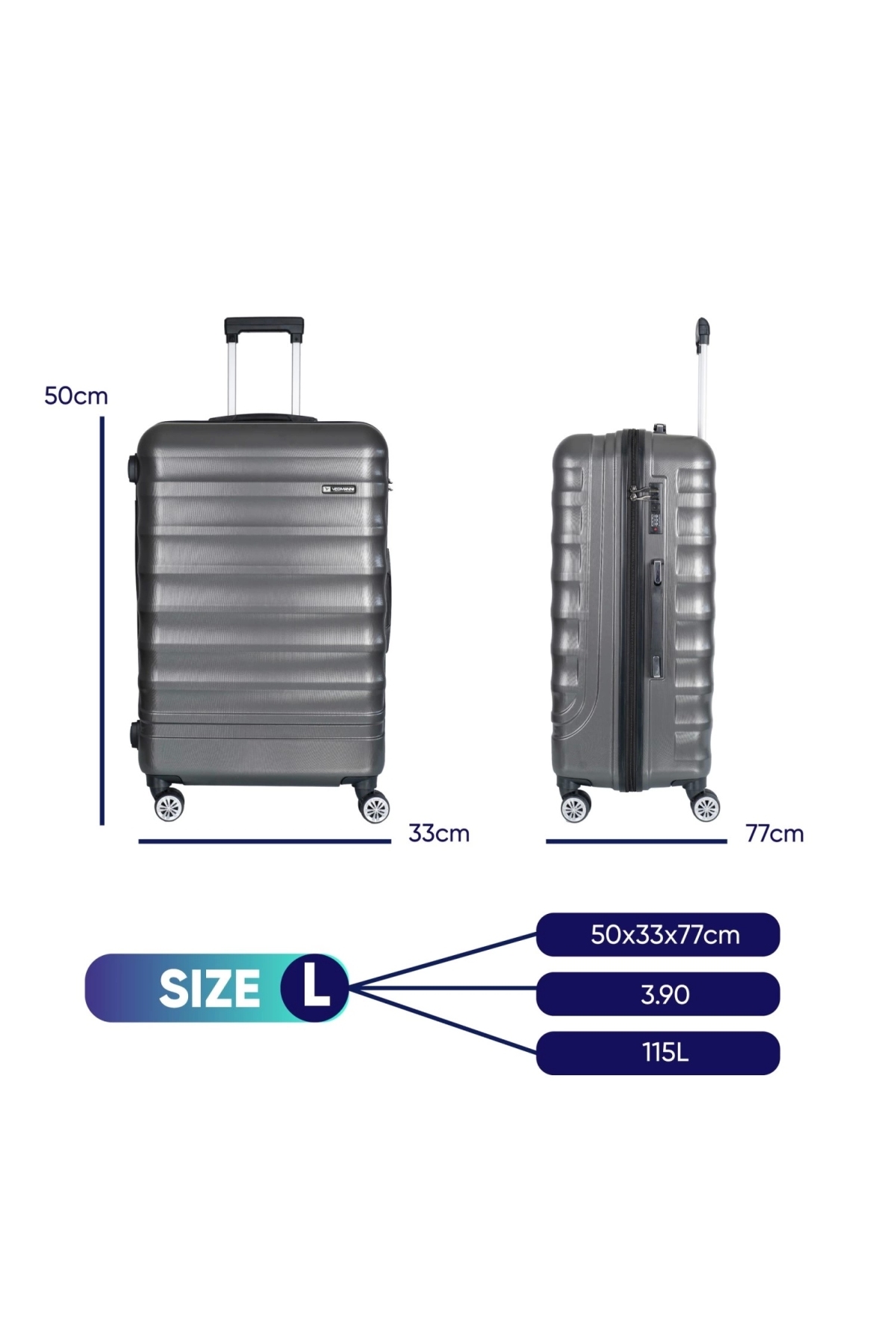Vegmann  Delphin Antrasit Büyük Boy Valiz - Görsel 3