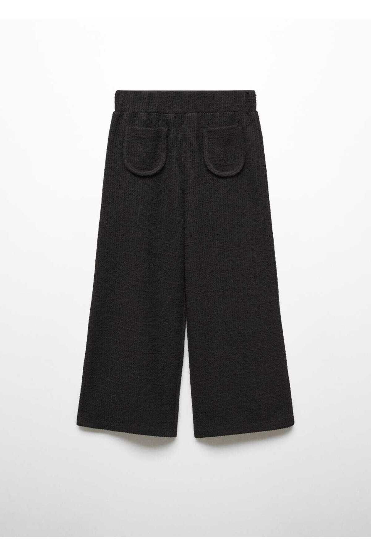 MANGO Kids-Pantaloni Negri Pentru Copii 3