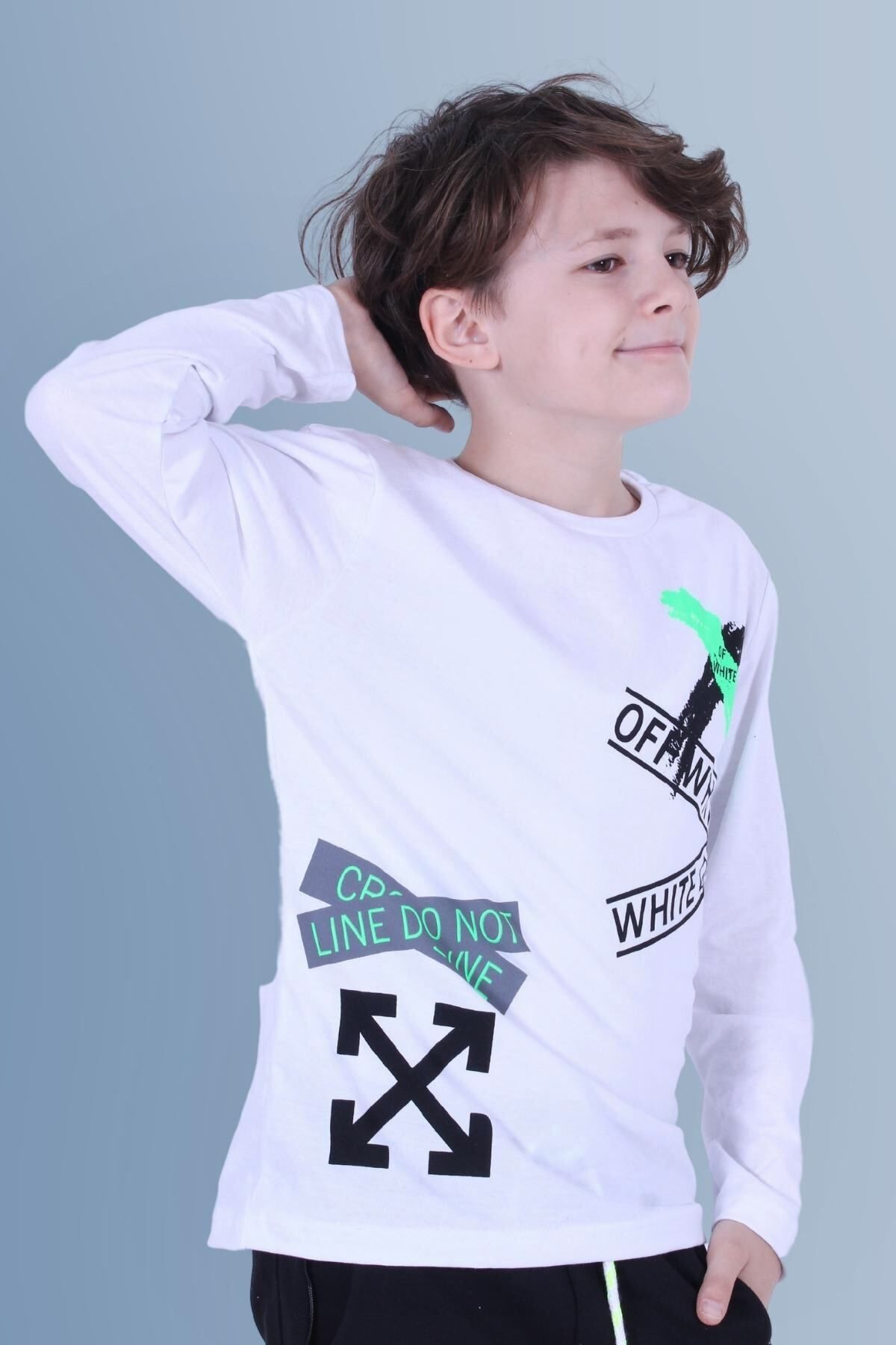 سویشرت پسرانه سفید PANİO KİDS | PK00214 اورجینال - تصویر 2