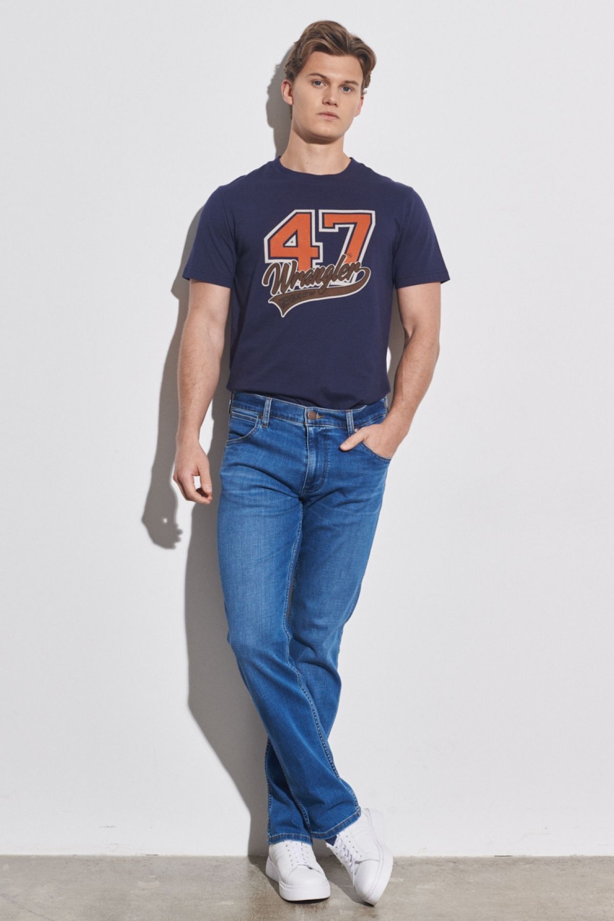 شلوار جین آبی مردانه با انعطاف پذیر پایین Greensboro کم Wrangler