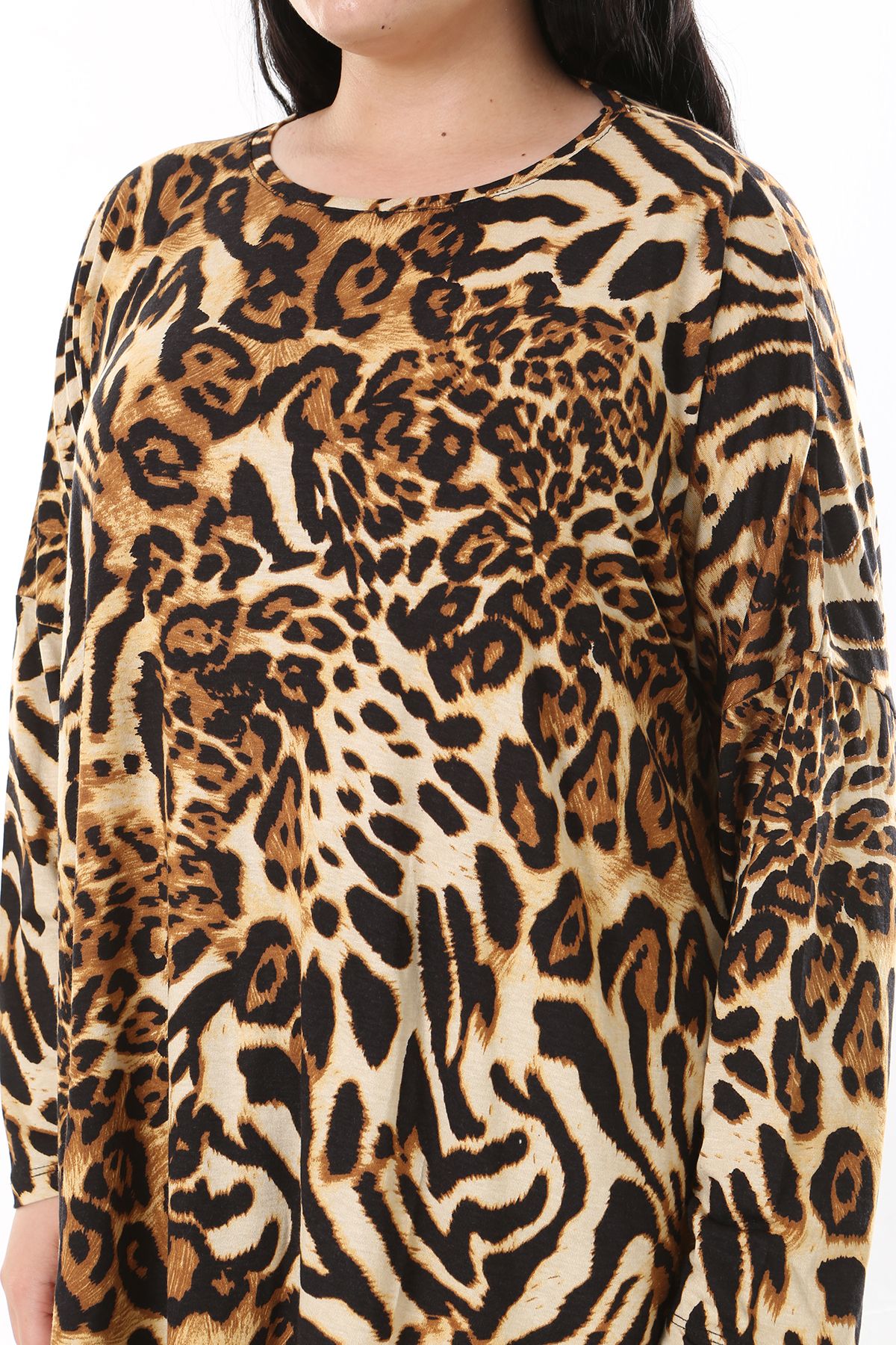 XL Modam-Plus Size Leopard Print Black Tunic and Lycra Viscose Trousers Set 8