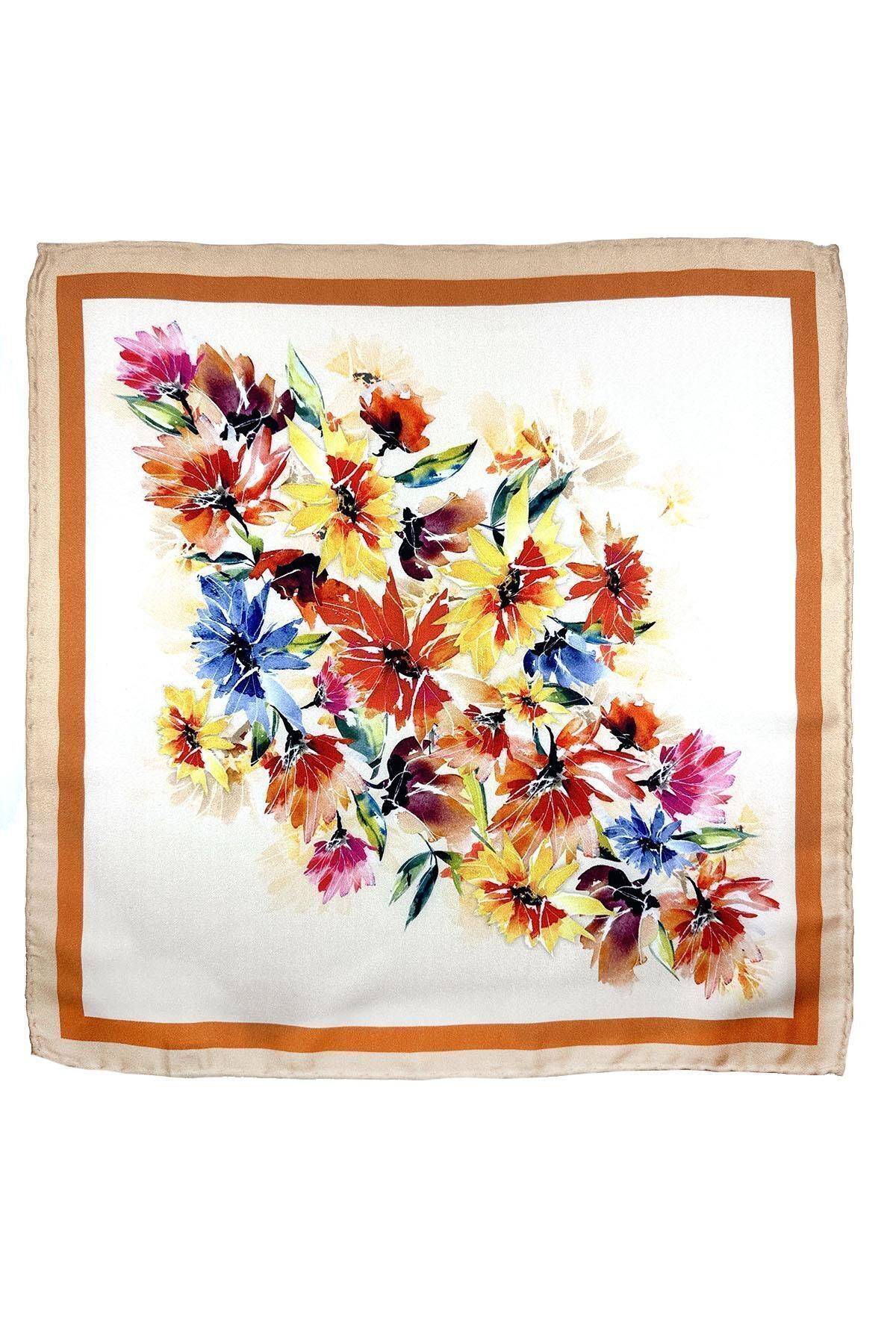  دستمال جیبی مردانه طرح گلدار چند رنگ کرم SPS609-89