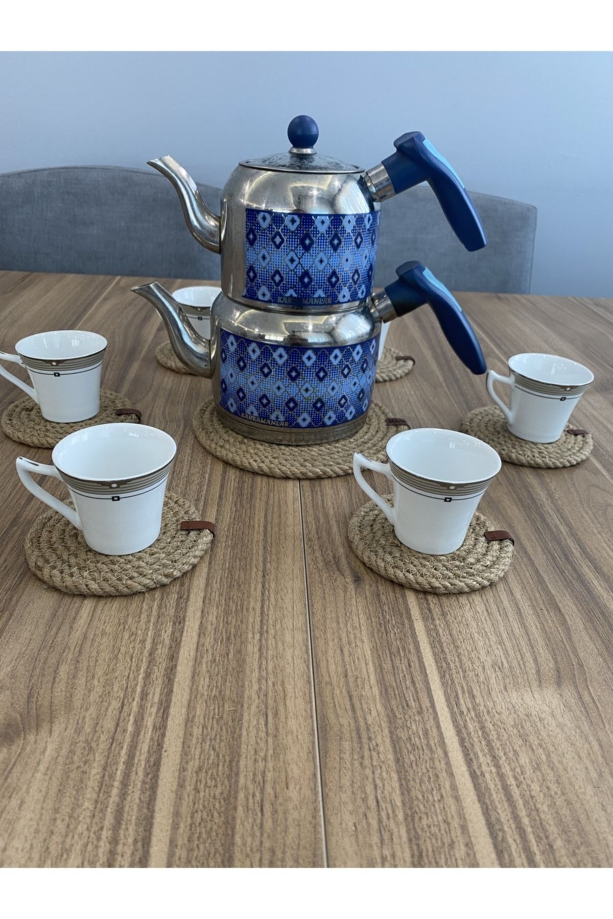 GörSeç-Trivet and Coaster Candle Bottom Dowry Set Jute Rope Wicker Service Pot Teapot Bottom Fireproof 5