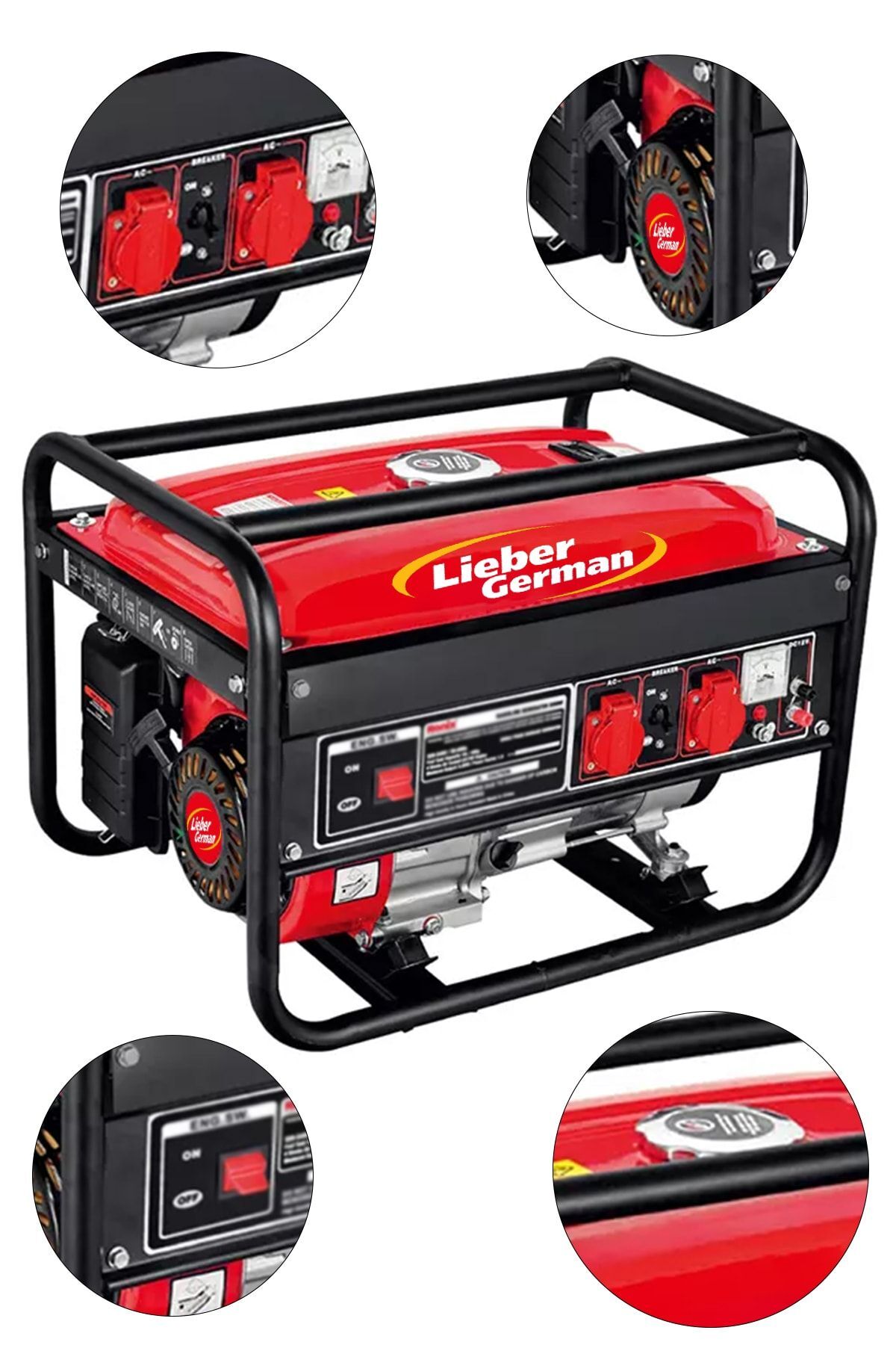 Lieber German Lbr4000 Otomatik Korumalı 4 Zamanlı Monofoze %100 Bakır Sargılı 4 Kva Bakır Sargılı Ipli Jeneratör