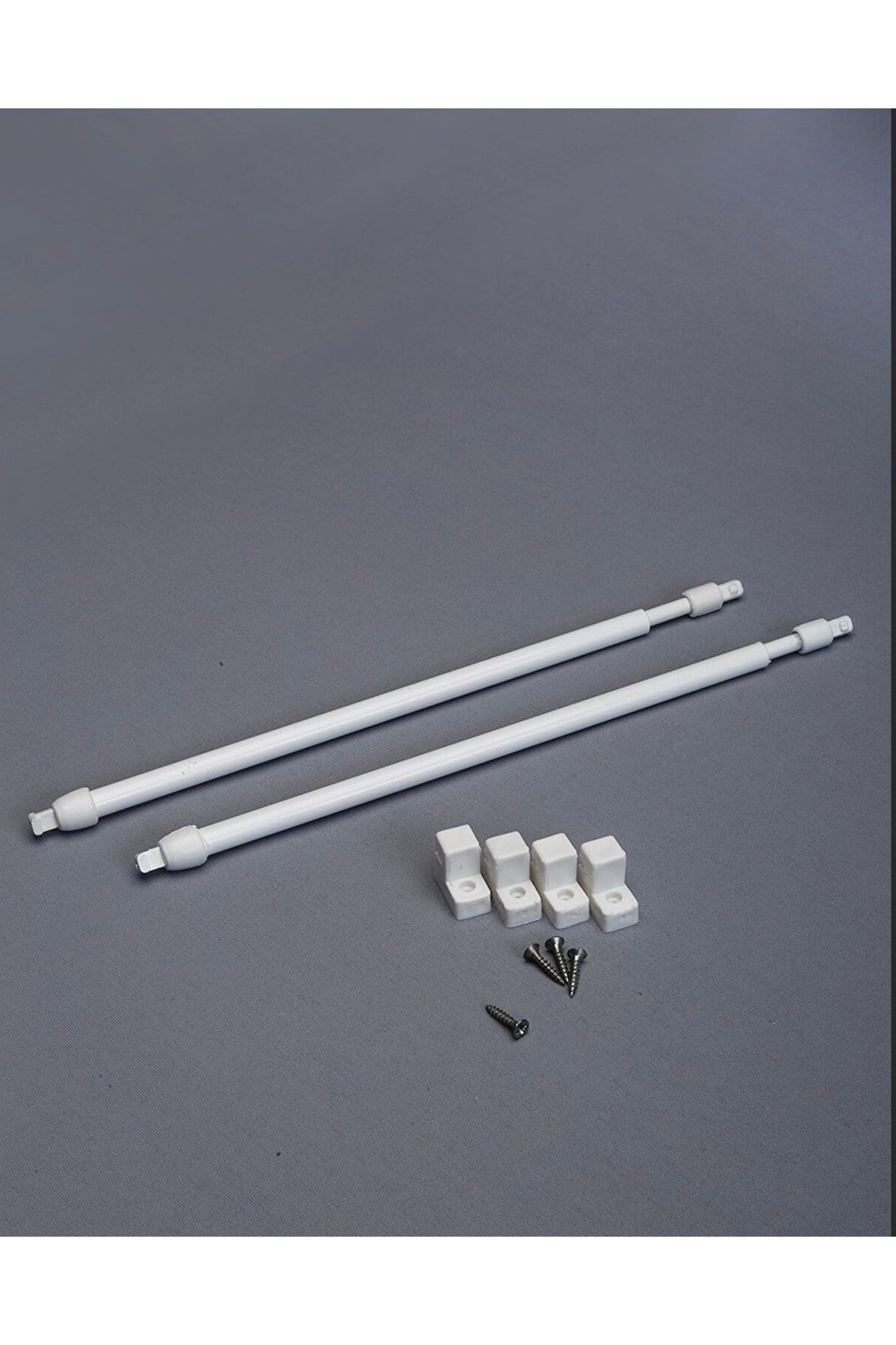 Adjustable Bracket Rod 2 Curtain Pipes 4 Headers 80-100 Cm