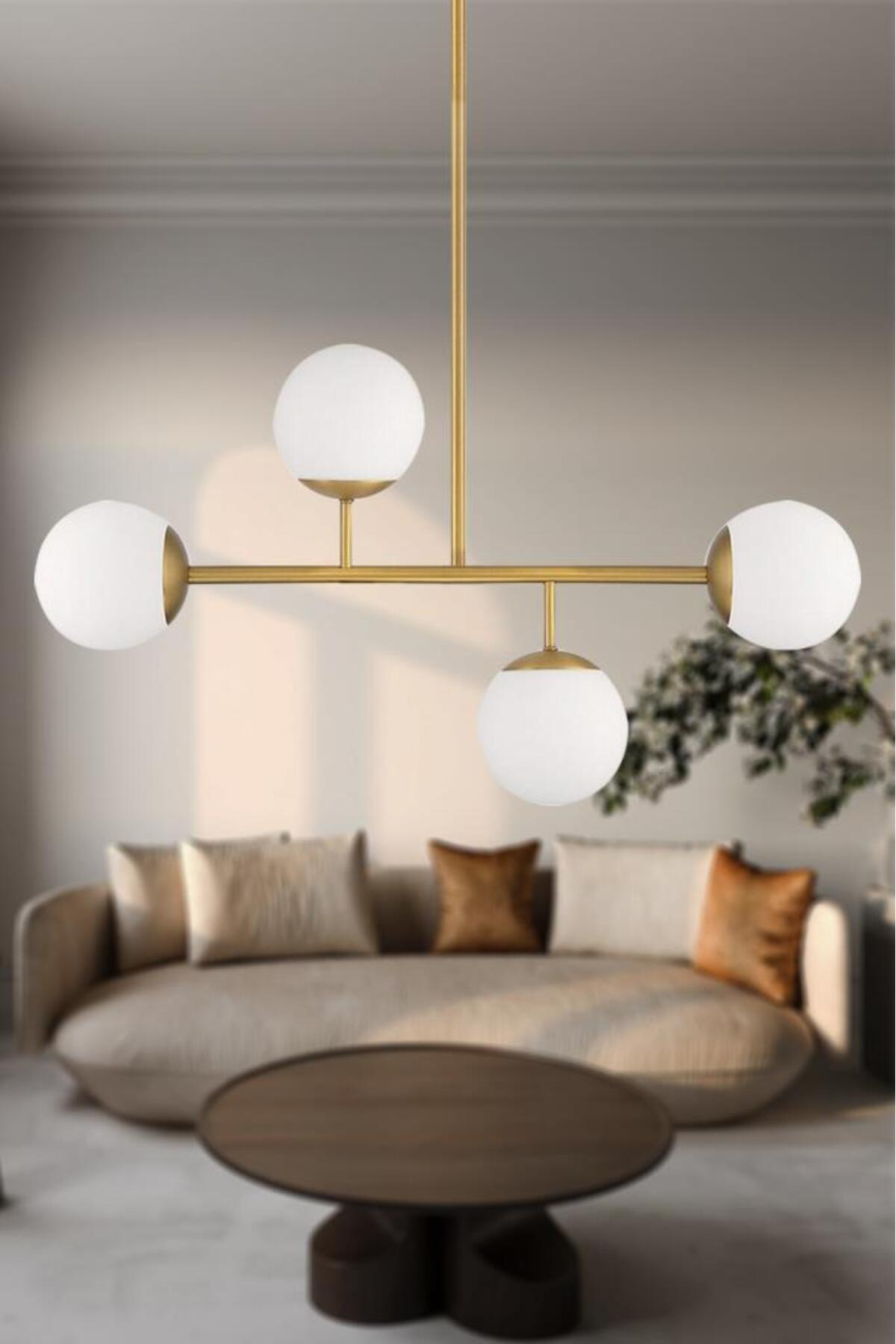 Opal Glass 4-Piece Antique Chandelier