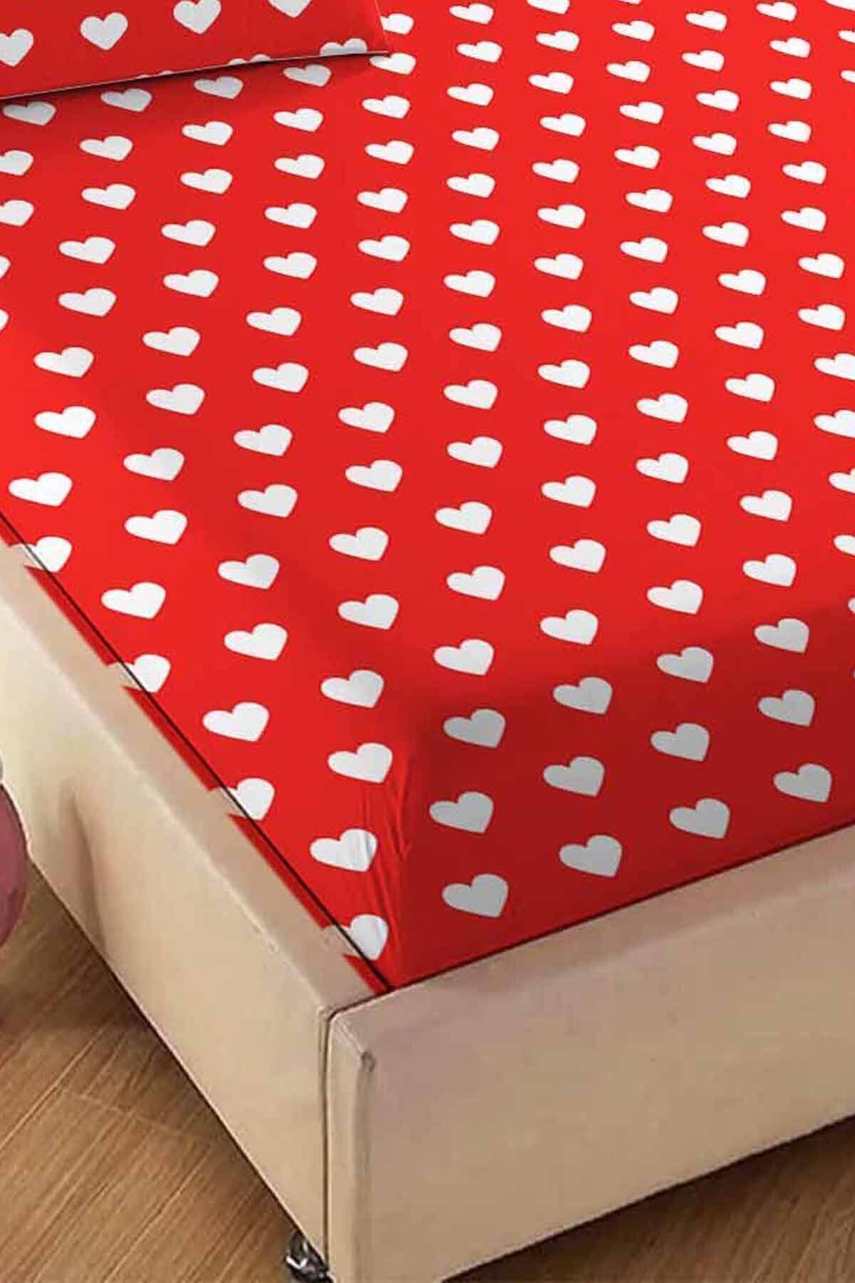 3D ELSE HALI-طقم ملاءة سرير مطاطية مزدوجة مرنة منقوشة على شكل قلب أحمر مقاس 160 × 200 سم 2