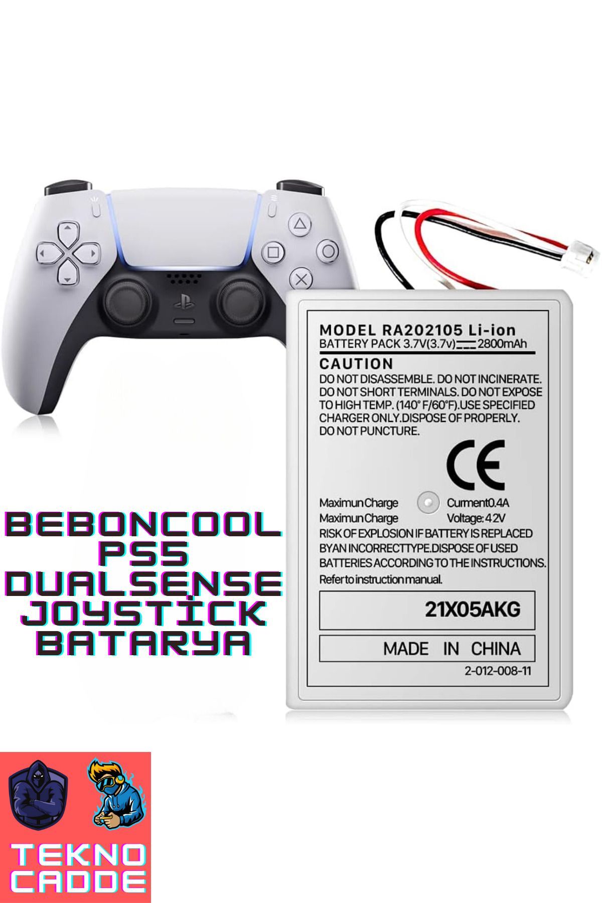 beboncool Ps5 Dualsense 28000mah Lityum Iyon Joystick Batarya Pil Ve Type-c Şarj Kablosu