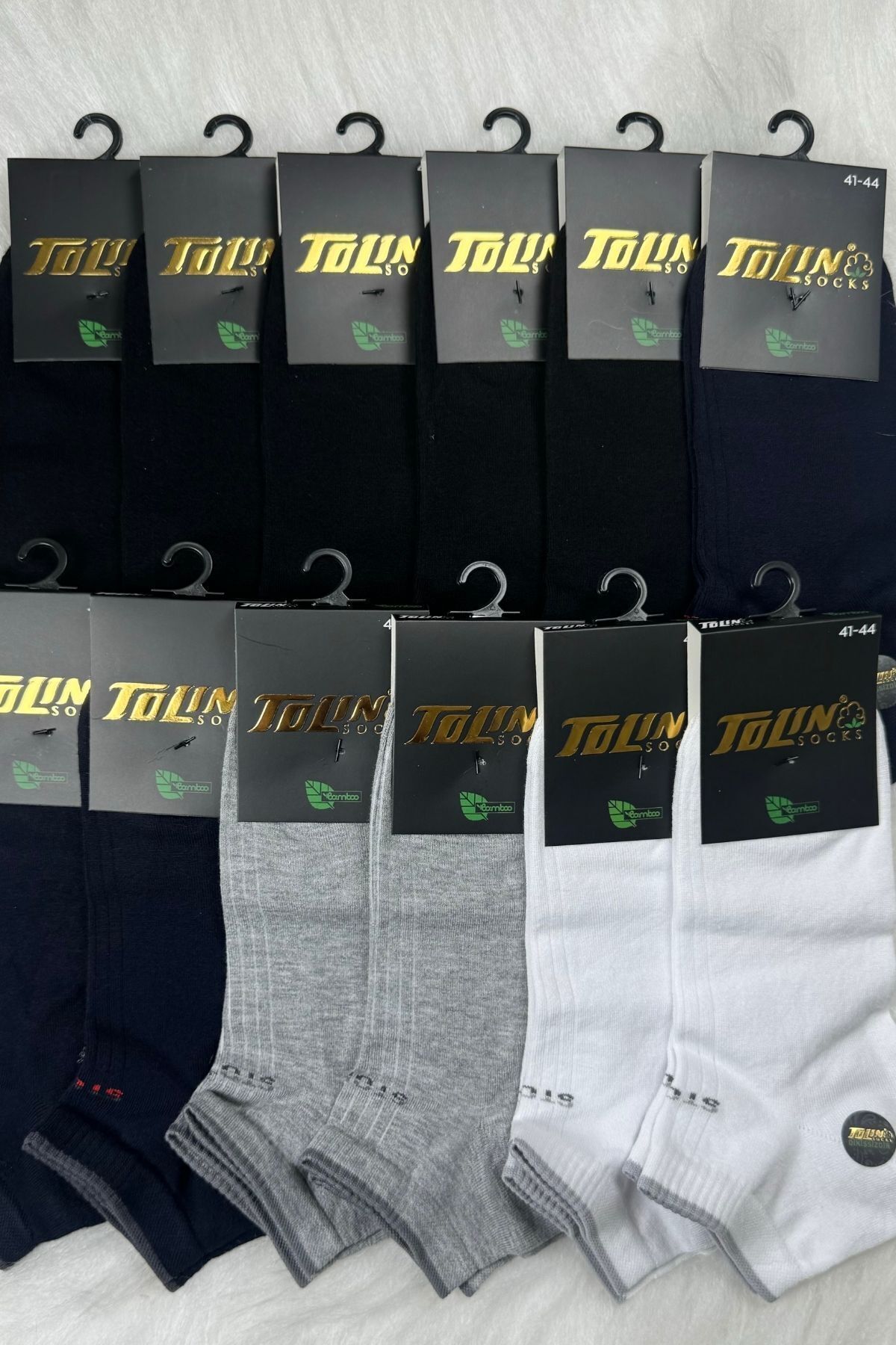 TOLIN-Set of 12 Colorful Men's Bamboo Booties Socks - 10533 4