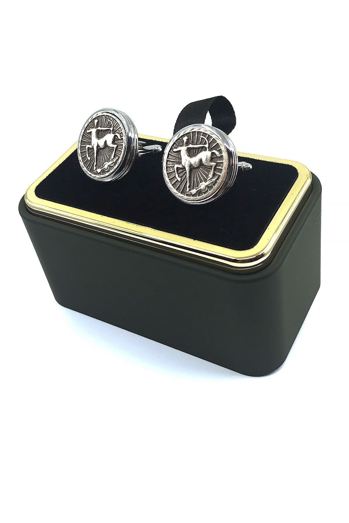  دکمه سرآستین نقره ای طرح قوس KD783