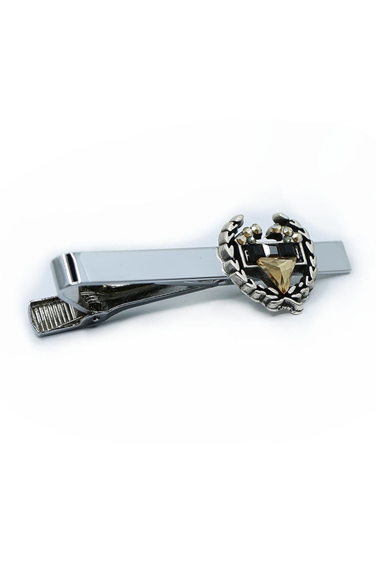  سنجاق کراوات سنگی طرح برگ بو نقره‌ای رنگ KIY730