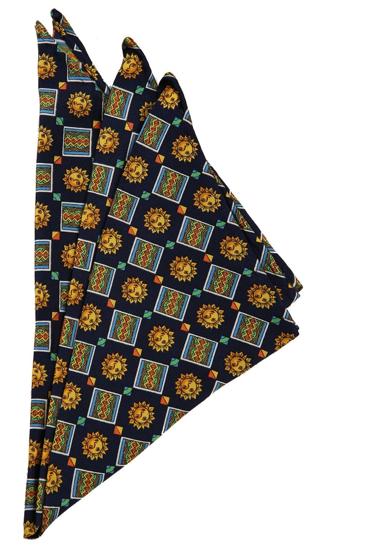  دستمال گردن ابریشمی طرح‌دار مردانه سرمه‌ای SPS322 KRVT8690002221698