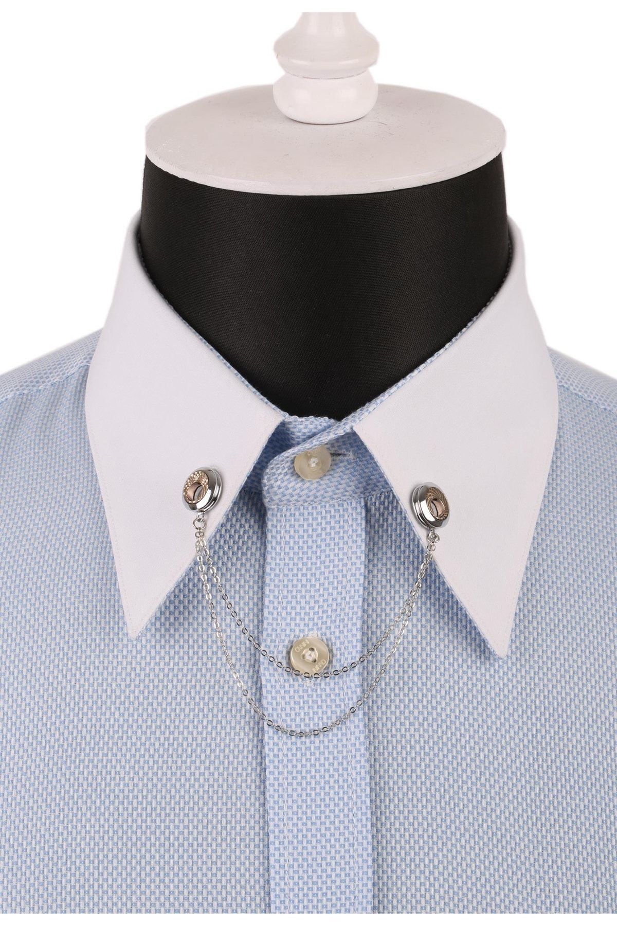  سنجاق یقه پیراهن نقره‌ای طرح زنجیری طلایی توخالی GI079