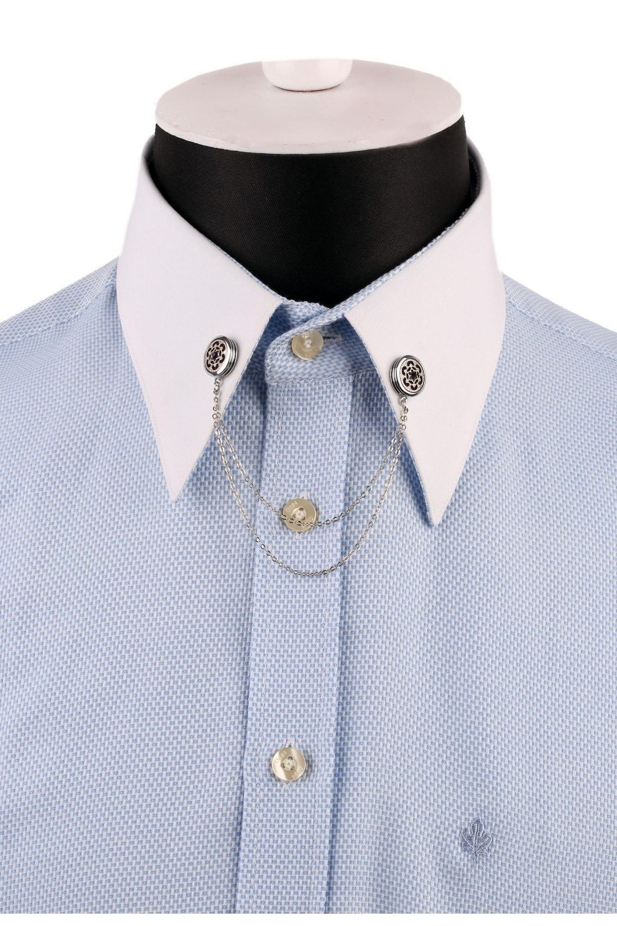  سنجاق یقه پیراهن زنجیری سنگی نقره‌ای رنگ GI145