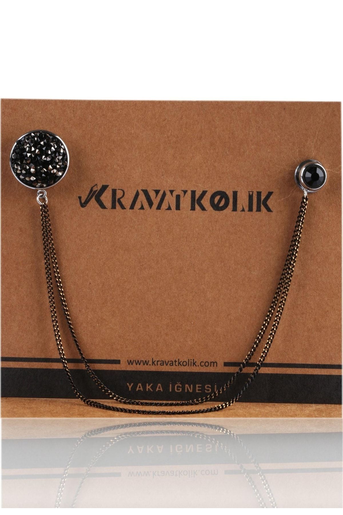  سنجاق یقه‌ای زنجیری کریستالی مشکی YI253