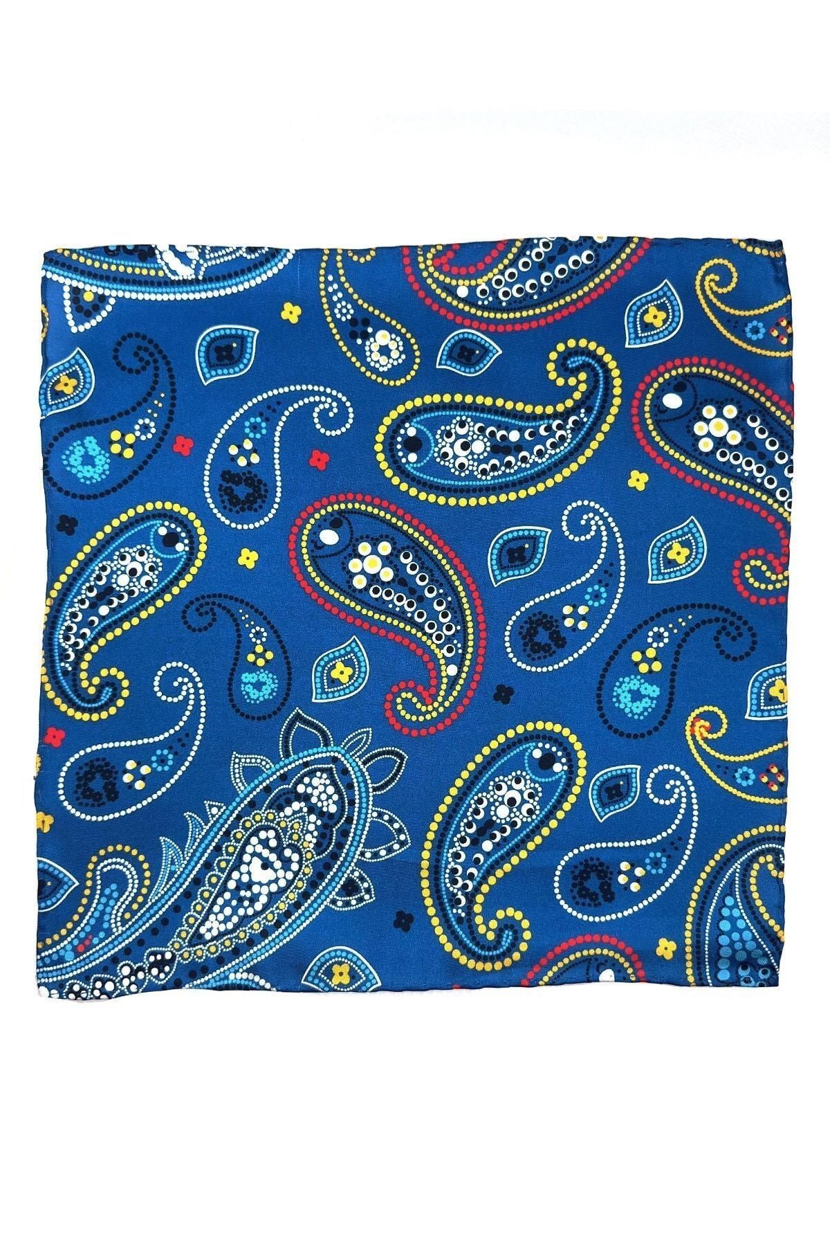  دستمال جیبی مردانه طرح شال آبی Sps569-23