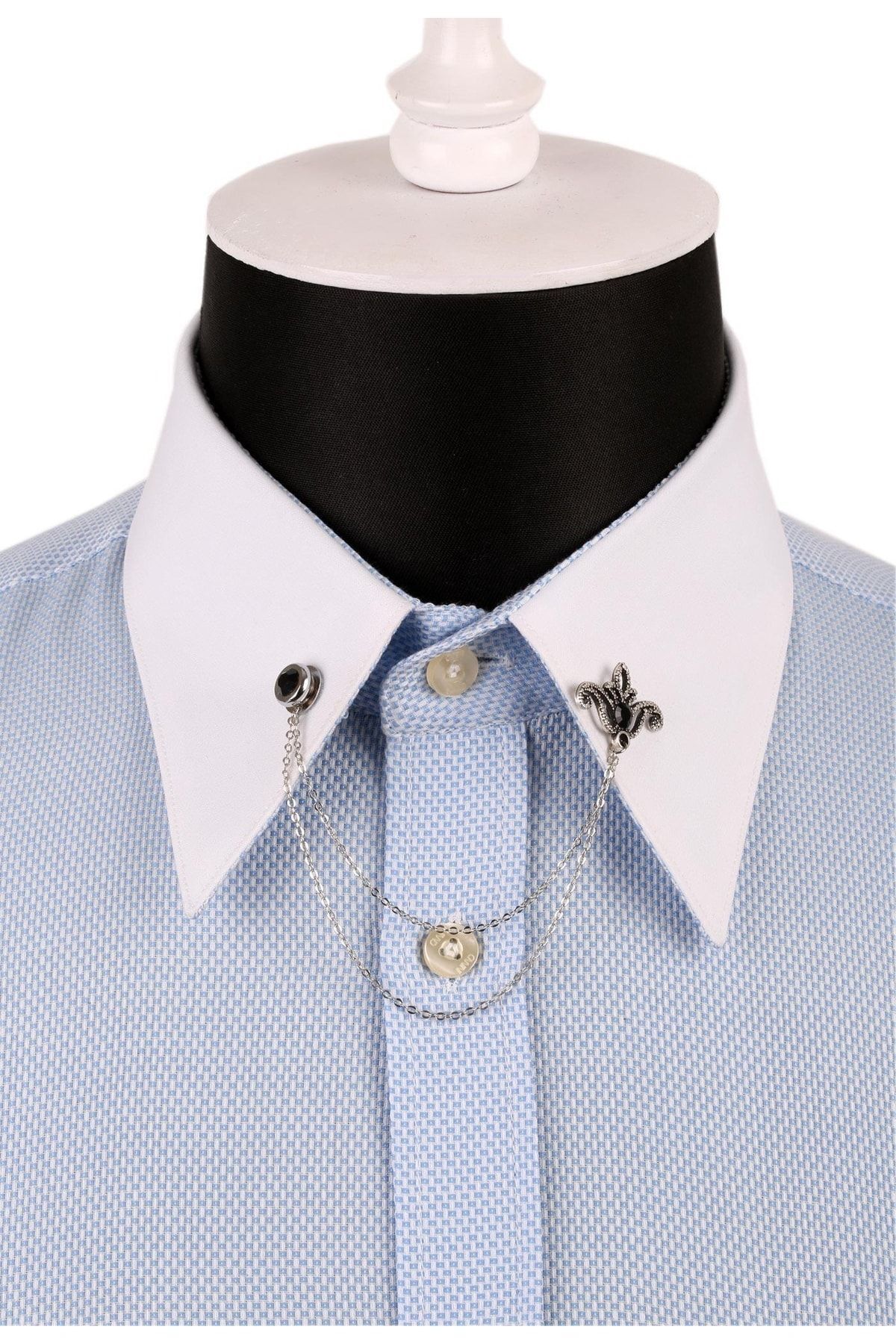  سنجاق یقه پیراهن زنجیری طرح گلدار مشکی طرح سنگ GI093