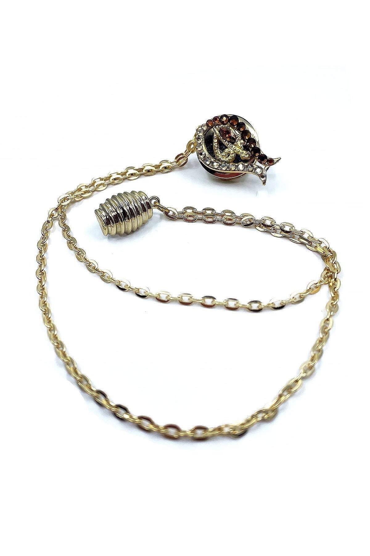  سنجاق یقه کت زنجیری طرح ماهی طلایی رنگ YI358