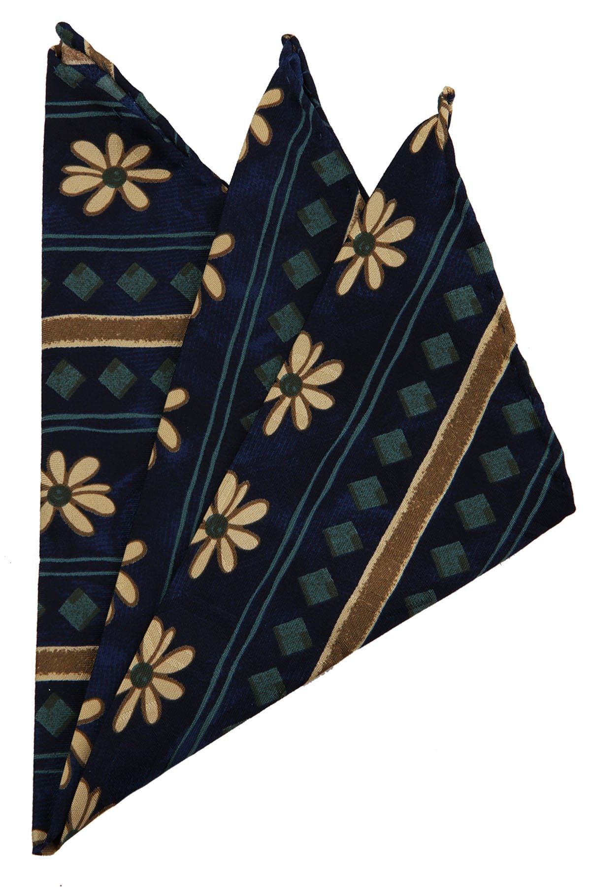  دستمال گردن ابریشمی طرح‌دار سرمه‌ای مردانه SPS248 KRVT8690002221624