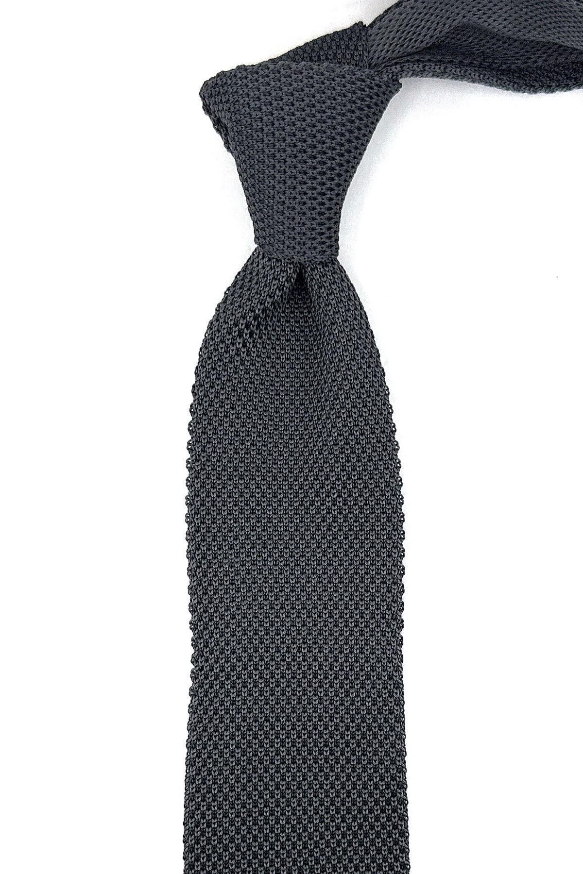  کراوات بافتنی ساده دودی خاکستری ÖR8355