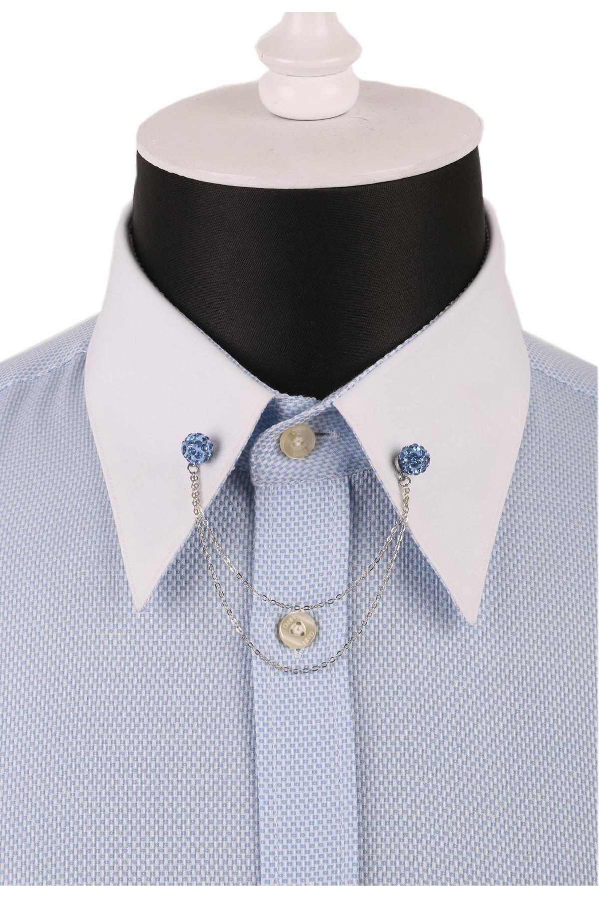  سنجاق یقه پیراهن زنجیری طرح سنگ آبی نوزادی GI085