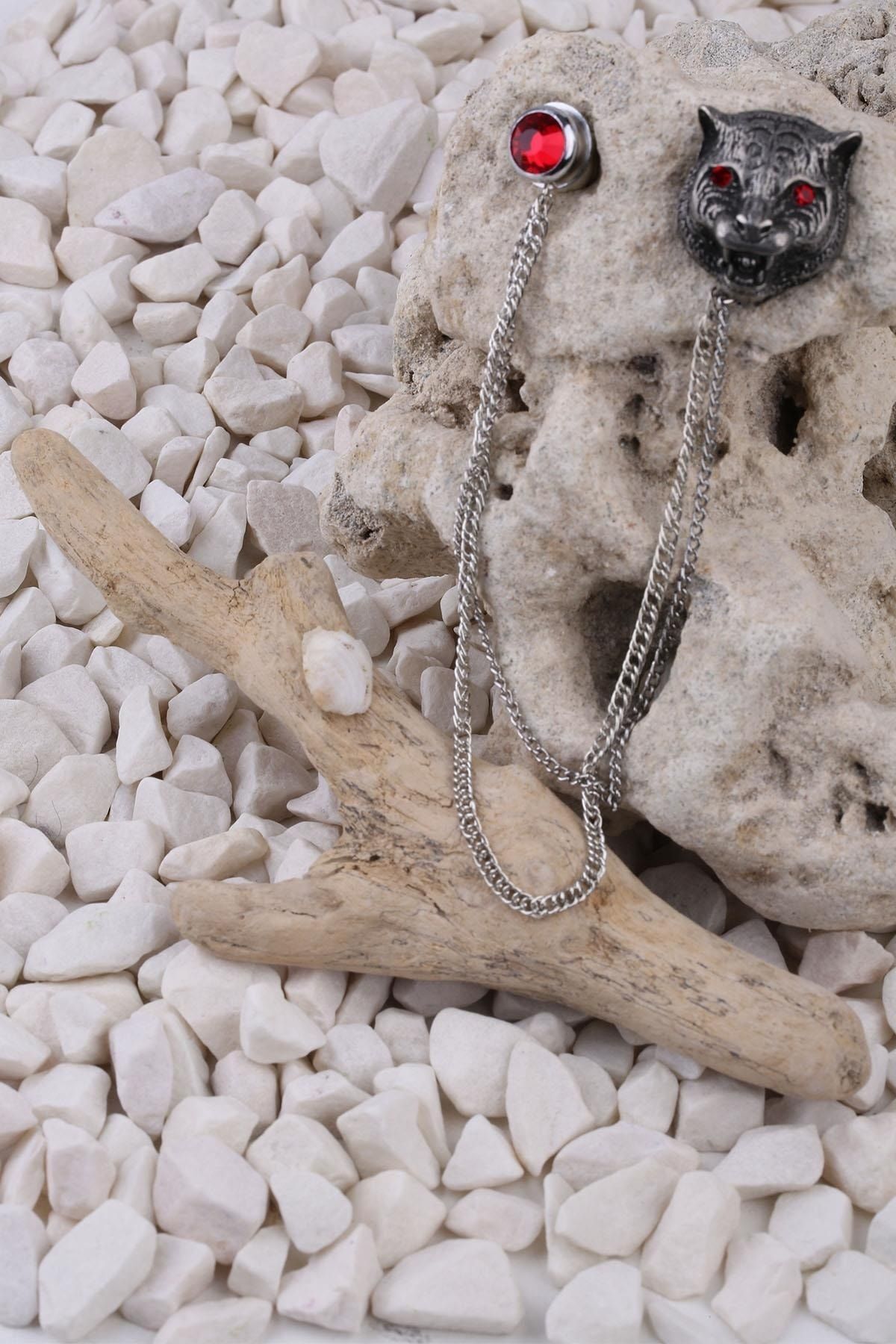  سنجاق سینه زنجیری طرح ببر قرمز YI120