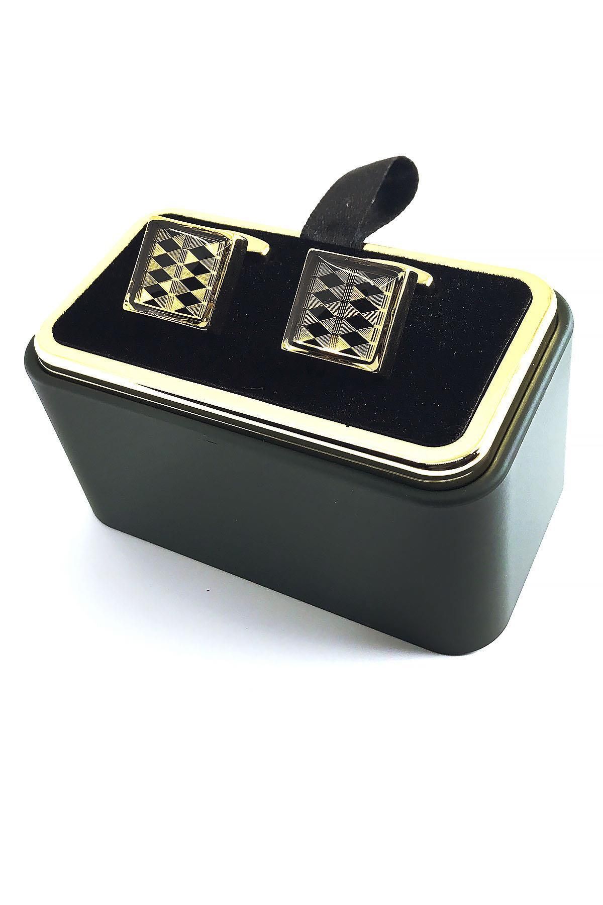  قاب طلایی رنگ، دکمه سرآستین مشکی طلایی KD1362