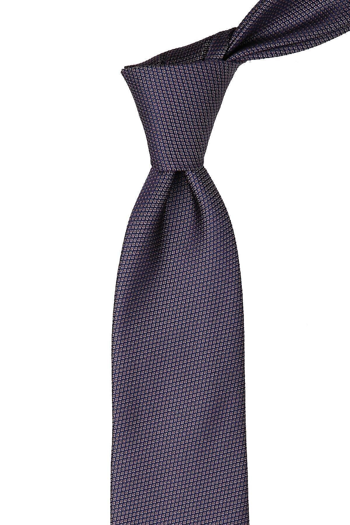  کراوات کلاسیک مردانه خاکستری خالدار با دستمال جیبی KK10350