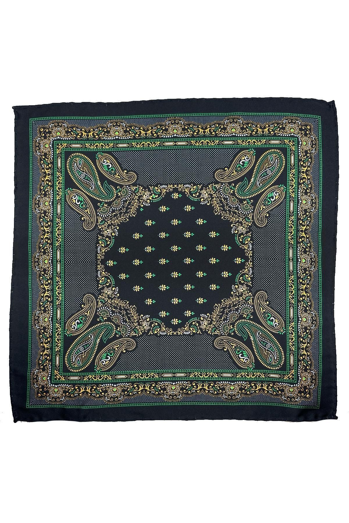  دستمال جیبی مردانه طرح مشکی و سبز SPS634-114