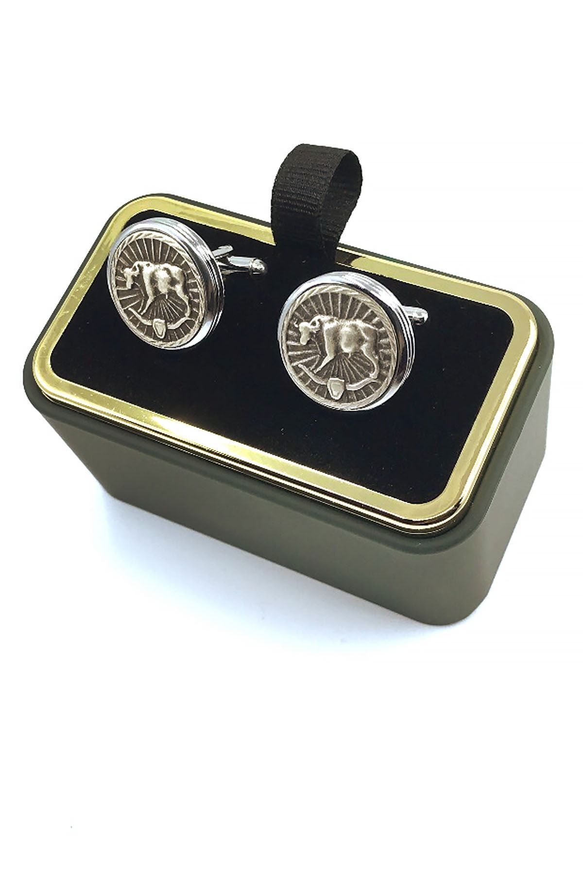  دکمه سرآستین نقره‌ای مردانه طرح برج ثور KD786