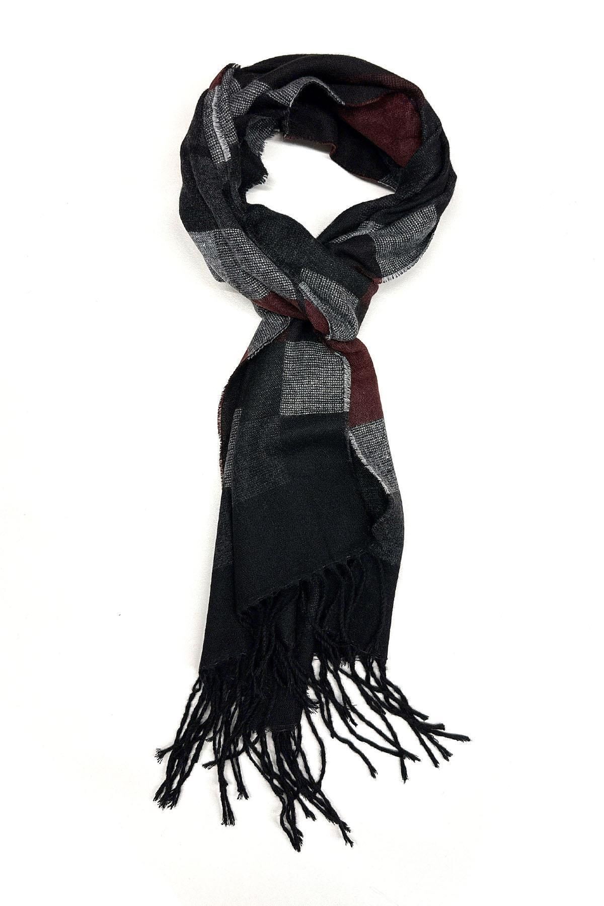  شال گردن مردانه طرح چهارخانه مشکی K556