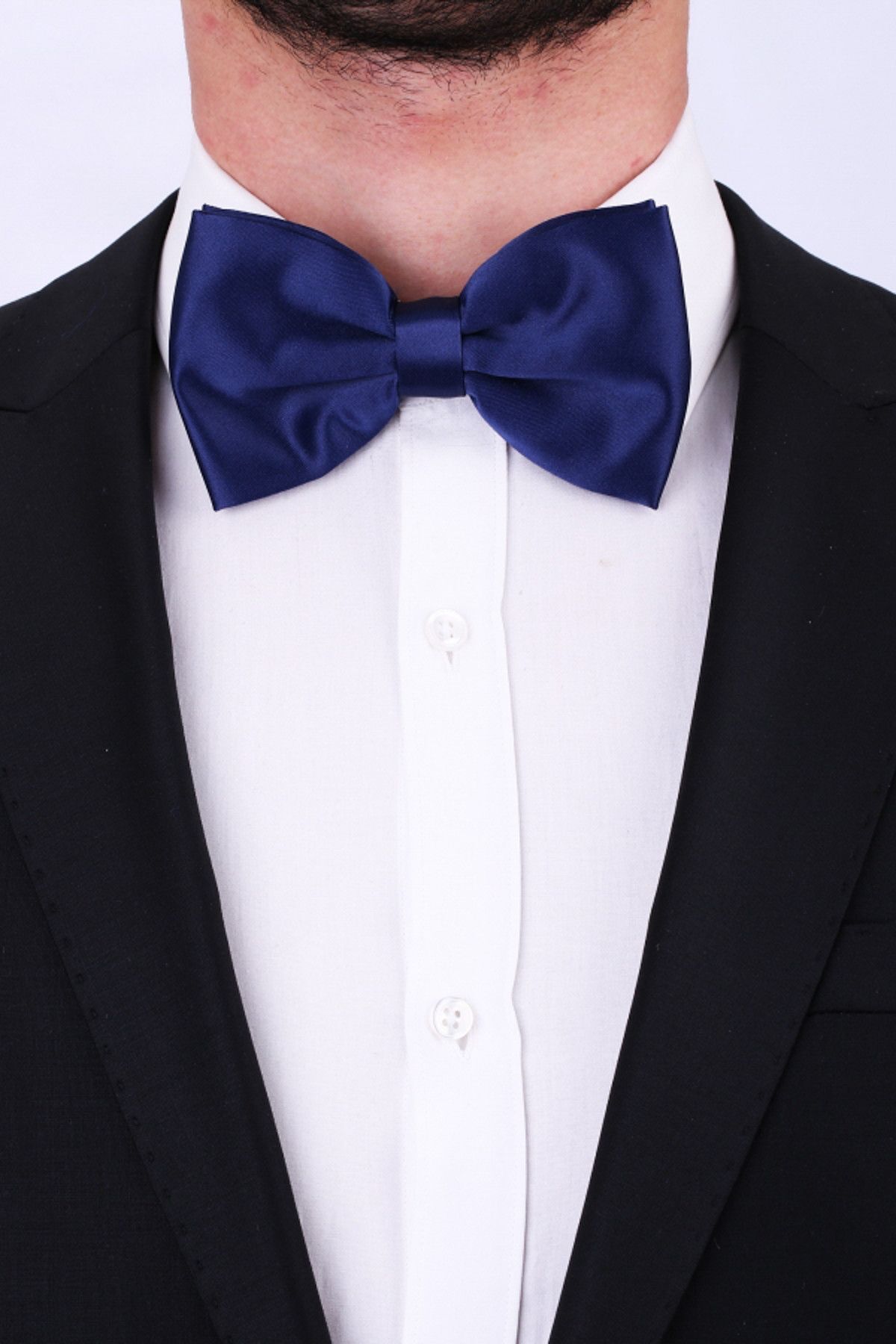 La Pescara-Navy Blue Large Satin Bow Tie SP15 1