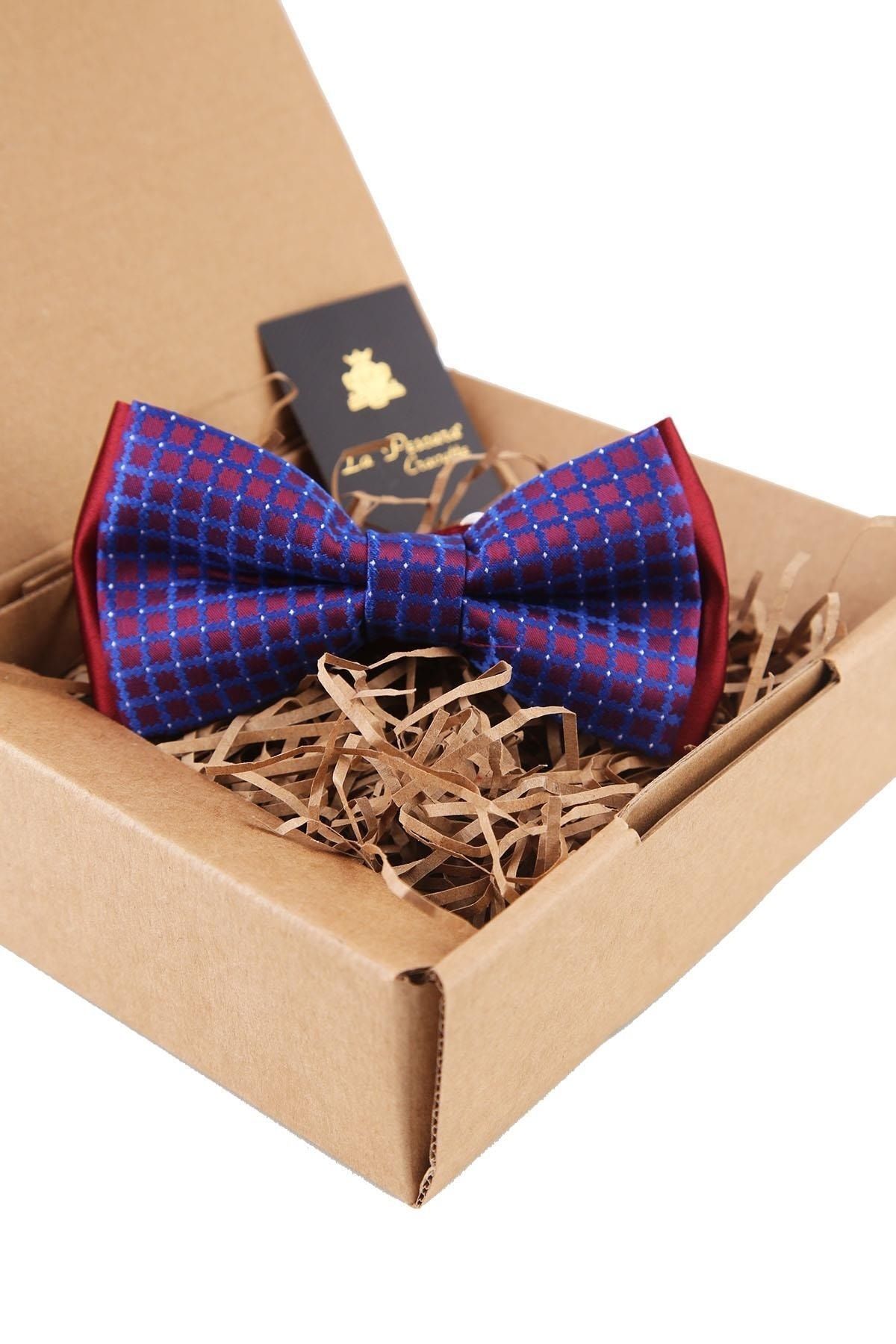  پاپیون طرح‌دار آبی - زرشکی P1465