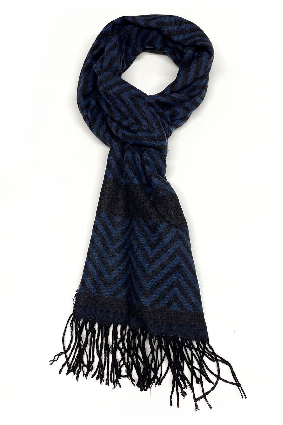  شال گردن مردانه دو رو سرمه‌ای - مشکی K397