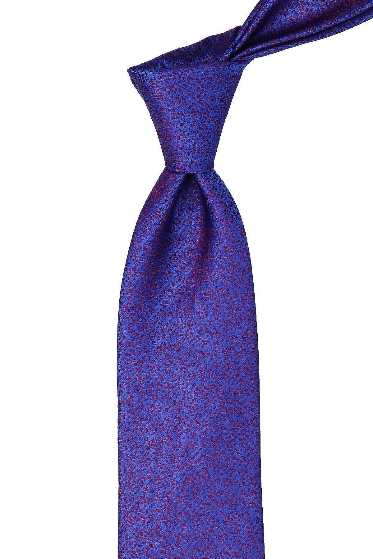  کراوات کلاسیک طرح شنی آبی با دستمال جیبی KK10396