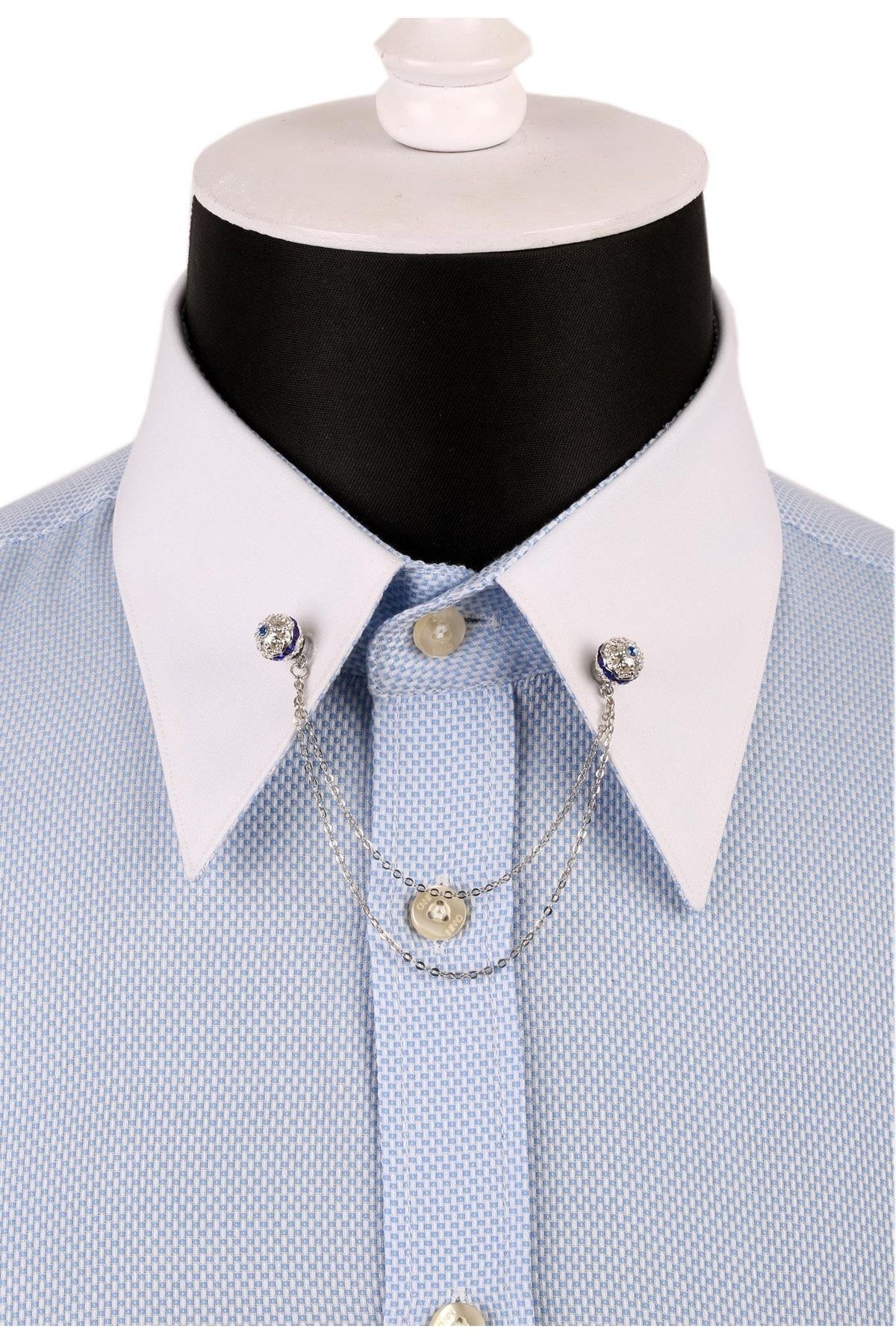  سنجاق یقه پیراهن زنجیری آبی سرمه‌ای GI094