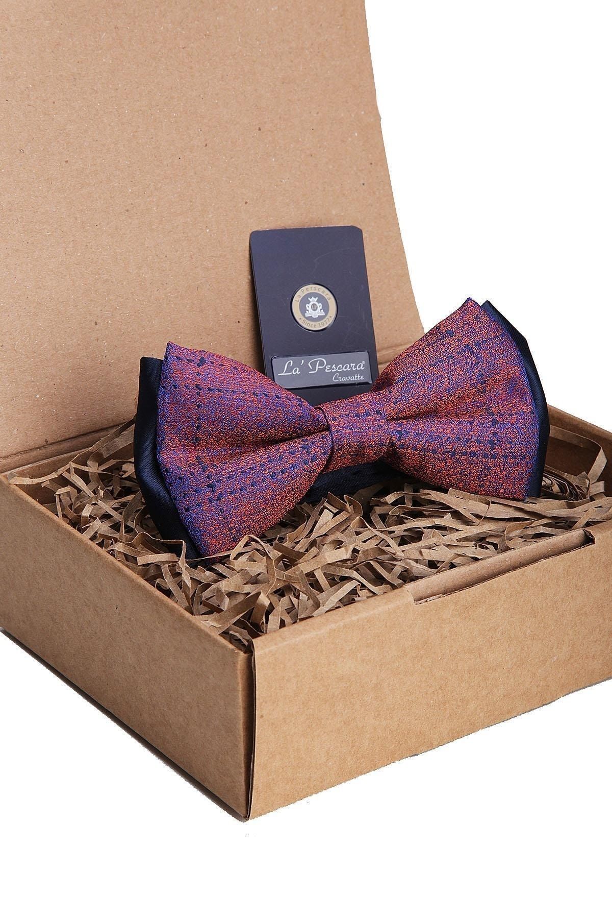  پاپیون طرح شنی آبی - نارنجی P1219